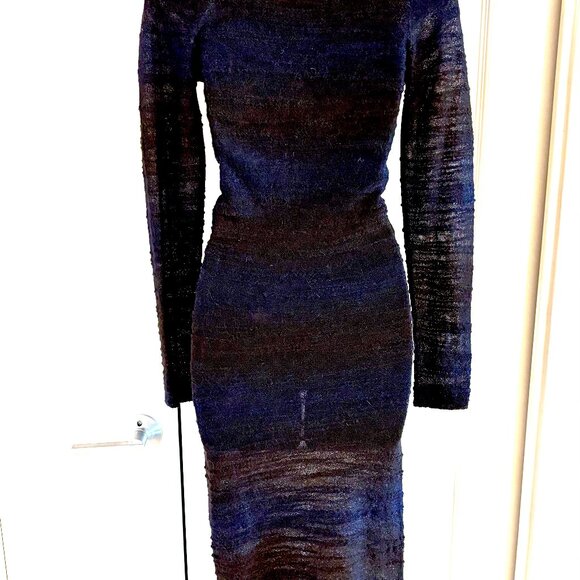Alice + Olivia Sheer Wool-Blend Midi Dress with Silk Lining.  S - Picture 10 of 11